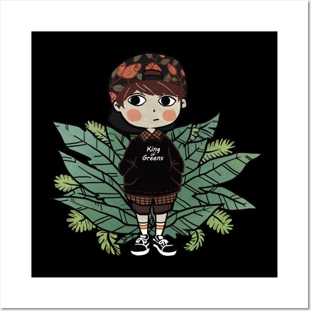 Cute Design 'King of Greens' | Handmade Digital Illustration | Chibi Character | By Atelier Serakara Wall Art by Atelier Serakara